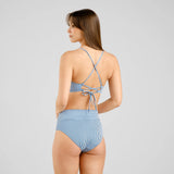 DEDICATED Slite bikini pants thin stripe majolica blue women