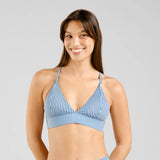 DEDICATED Alva bikini top thin stripe majolica blue women