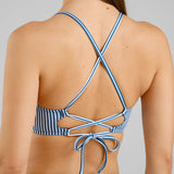 DEDICATED Alva bikini top thin stripe majolica blue women