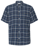 KCA 1090138 Box fit seersucker short sleeved shirt 7034 blue check men