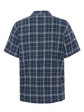 KCA 1090138 Box fit seersucker short sleeved shirt 7034 blue check men