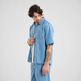 DEDICATED Skalhamn denim shirt light blue men