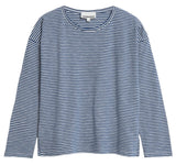 ARMEDANGELS Xianaa lovely stripes longsleeve tee faded indigo oatmilk women