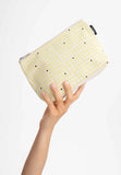 MELAWEAR Large cosmetic bag greige grid print unisex