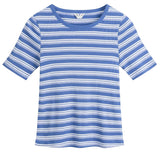 MELAWEAR Jasleen stripes rib t-shirt blue white women