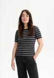 MELAWEAR Jasleen stripes rib t-shirt black white women