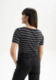 MELAWEAR Jasleen stripes rib t-shirt black white women