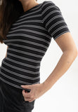 MELAWEAR Jasleen stripes rib t-shirt black white women