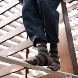 KLUE Merino wool socks striped brown men