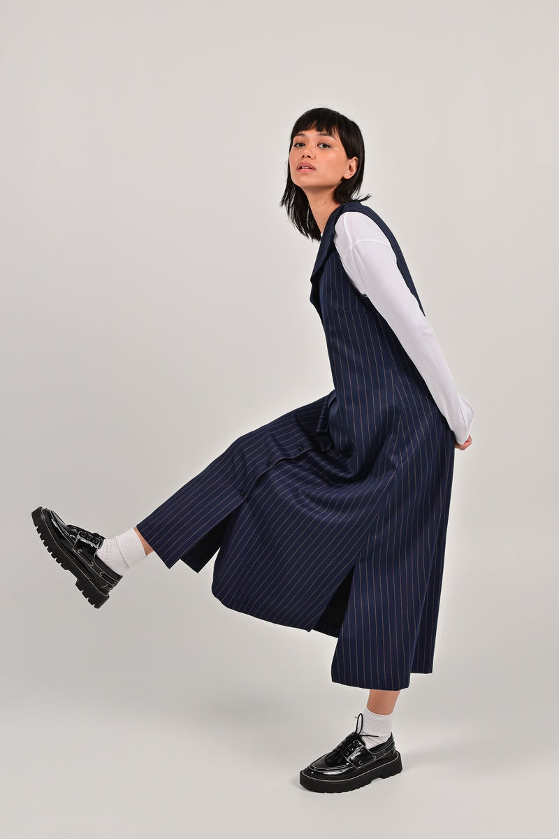 FAM THE LABEL Wess dress pinstripe blue women