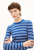 ARMEDANGELS Alaania chiffron stripes longsleeve lapis blue oatmilk women