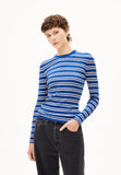 ARMEDANGELS Alaania chiffron stripes longsleeve lapis blue oatmilk women