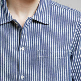 DEDICATED Brantevik work stripe shirt blue men