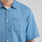 DEDICATED Skalhamn denim shirt light blue men