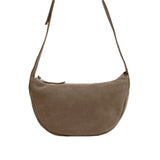 ANN KURZ Soft half moon shoulder bag suede olive women