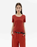 THINKING MU Cassia hemp tee orange red women